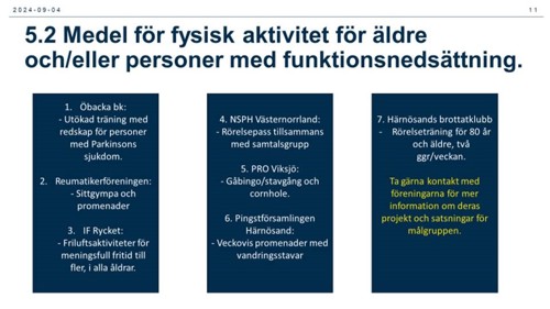 Medel för fysisk aktivitet för äldre och/eller personer med funktionsnedsättning